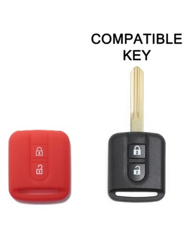 Guscio in Silicone Cover Chiave per Telecomando Nissan 2 Tasti Rosso Qashqai Xtrail Micra Terrano Murano Almera Note Juke