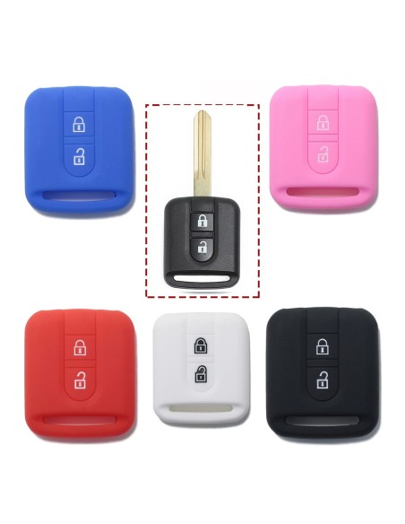 Guscio in Silicone Cover Chiave per Telecomando Nissan 2 Tasti Rosso Qashqai Xtrail Micra Terrano Murano Almera Note Juke
