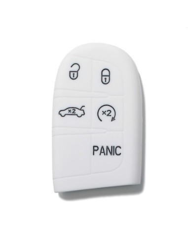 Guscio in Silicone Cover Chiave Telecomando Jeep Fiat Chrysler Dodge 5 Tasti Portachiavi Idea Regalo Bianco