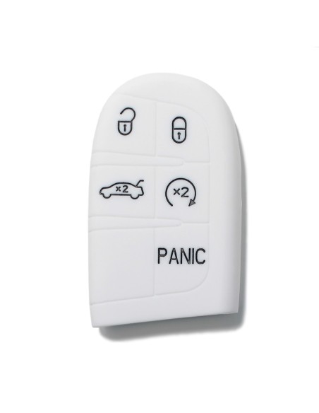 Guscio in Silicone Cover Chiave Telecomando Jeep Fiat Chrysler Dodge 5 Tasti Portachiavi Idea Regalo Bianco