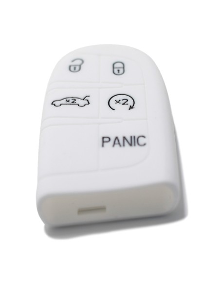 Guscio in Silicone Cover Chiave Telecomando Jeep Fiat Chrysler Dodge 5 Tasti Portachiavi Idea Regalo Bianco