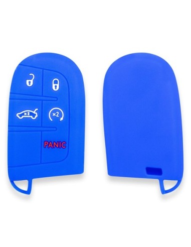 Guscio in Silicone Cover Chiave Telecomando Jeep Fiat Chrysler Dodge 5 Tasti Portachiavi Idea Regalo Blu