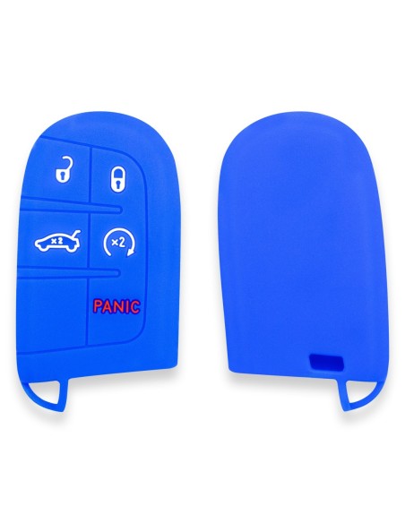 Guscio in Silicone Cover Chiave Telecomando Jeep Fiat Chrysler Dodge 5 Tasti Portachiavi Idea Regalo Blu