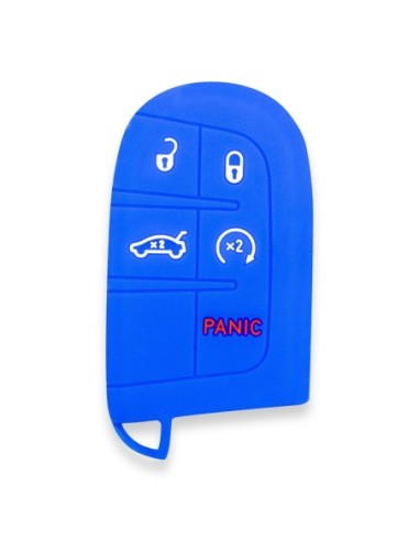Guscio in Silicone Cover Chiave Telecomando Jeep Fiat Chrysler Dodge 5 Tasti Portachiavi Idea Regalo Blu