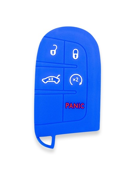 Guscio in Silicone Cover Chiave Telecomando Jeep Fiat Chrysler Dodge 5 Tasti Portachiavi Idea Regalo Blu