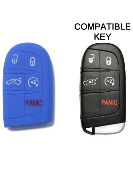 Guscio in Silicone Cover Chiave Telecomando Jeep Fiat Chrysler Dodge 5 Tasti Portachiavi Idea Regalo Blu