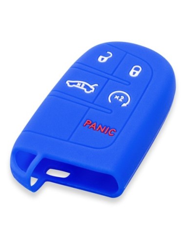 Guscio in Silicone Cover Chiave Telecomando Jeep Fiat Chrysler Dodge 5 Tasti Portachiavi Idea Regalo Blu