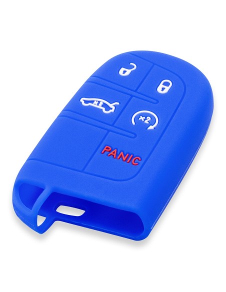 Guscio in Silicone Cover Chiave Telecomando Jeep Fiat Chrysler Dodge 5 Tasti Portachiavi Idea Regalo Blu