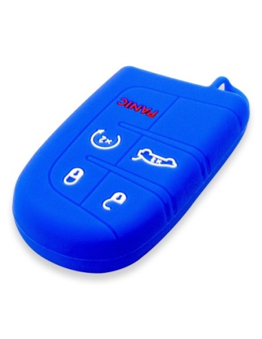 Guscio in Silicone Cover Chiave Telecomando Jeep Fiat Chrysler Dodge 5 Tasti Portachiavi Idea Regalo Blu