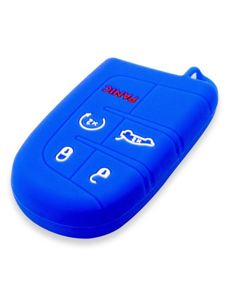 Guscio in Silicone Cover Chiave Telecomando Jeep Fiat Chrysler Dodge 5 Tasti Portachiavi Idea Regalo Blu