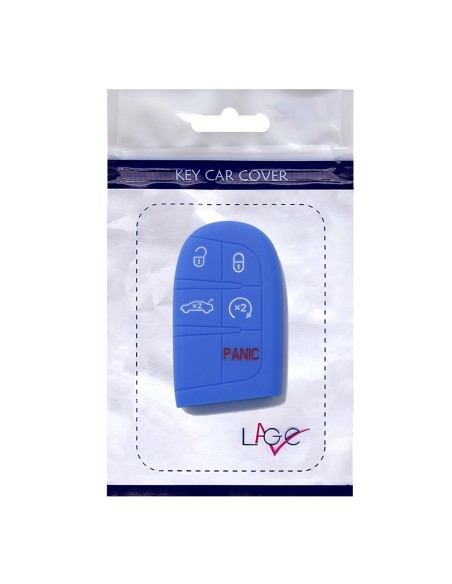 Guscio in Silicone Cover Chiave Telecomando Jeep Fiat Chrysler Dodge 5 Tasti Portachiavi Idea Regalo Blu