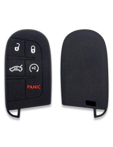 Guscio in Silicone Cover Chiave Telecomando Jeep Fiat Chrysler Dodge 5 Tasti Portachiavi Idea Regalo Nero