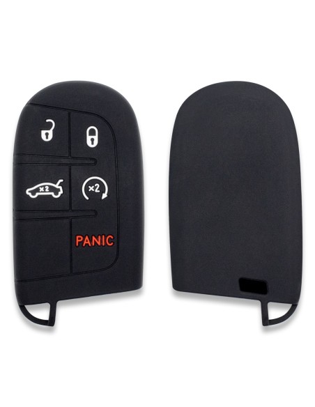 Guscio in Silicone Cover Chiave Telecomando Jeep Fiat Chrysler Dodge 5 Tasti Portachiavi Idea Regalo Nero