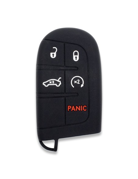 Guscio in Silicone Cover Chiave Telecomando Jeep Fiat Chrysler Dodge 5 Tasti Portachiavi Idea Regalo Nero