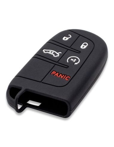 Guscio in Silicone Cover Chiave Telecomando Jeep Fiat Chrysler Dodge 5 Tasti Portachiavi Idea Regalo Nero
