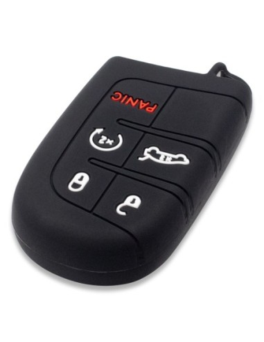 Guscio in Silicone Cover Chiave Telecomando Jeep Fiat Chrysler Dodge 5 Tasti Portachiavi Idea Regalo Nero