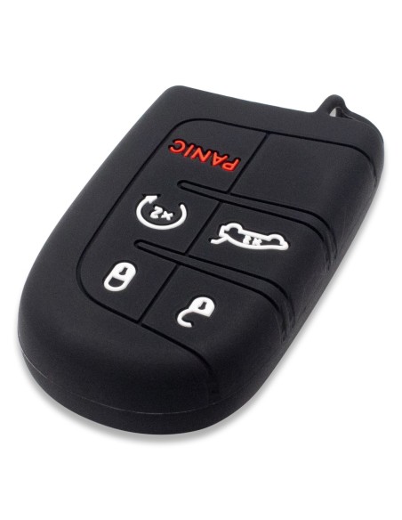 Guscio in Silicone Cover Chiave Telecomando Jeep Fiat Chrysler Dodge 5 Tasti Portachiavi Idea Regalo Nero