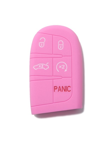 Guscio in Silicone Cover Chiave Telecomando Jeep Fiat Chrysler Dodge 5 Tasti Portachiavi Idea Regalo Rosa
