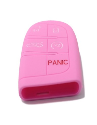 Guscio in Silicone Cover Chiave Telecomando Jeep Fiat Chrysler Dodge 5 Tasti Portachiavi Idea Regalo Rosa