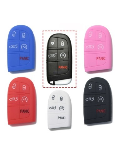 Guscio in Silicone Cover Chiave Telecomando Jeep Fiat Chrysler Dodge 5 Tasti Portachiavi Idea Regalo Rosa