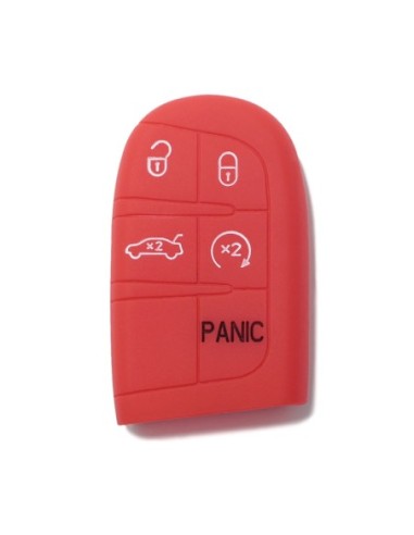 Guscio in Silicone Cover Chiave Telecomando Jeep Fiat Chrysler Dodge 5 Tasti Portachiavi Idea Regalo Rosso