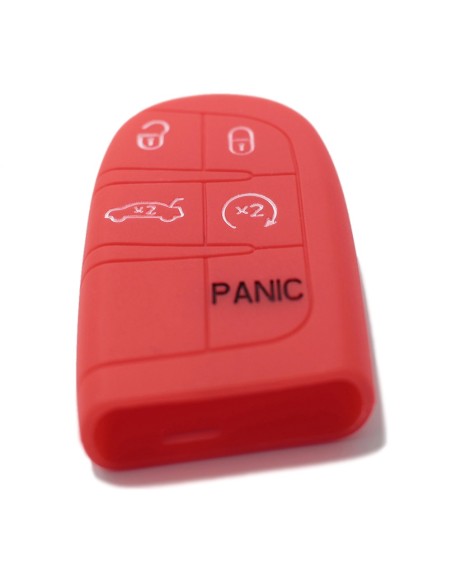 Guscio in Silicone Cover Chiave Telecomando Jeep Fiat Chrysler Dodge 5 Tasti Portachiavi Idea Regalo Rosso
