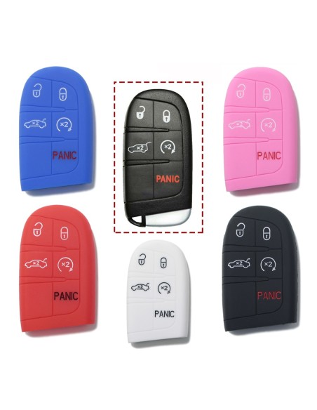 Guscio in Silicone Cover Chiave Telecomando Jeep Fiat Chrysler Dodge 5 Tasti Portachiavi Idea Regalo Rosso
