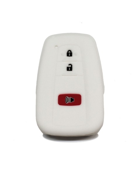 Guscio Silicone Cover Chiave per Telecomando Toyota Portachiavi Bianco 3 Tasti per Land Cruiser Prado Camry V70 C-HR Prius Corolla RAV4 Avalon