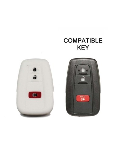 Guscio Silicone Cover Chiave per Telecomando Toyota Portachiavi Bianco 3 Tasti per Land Cruiser Prado Camry V70 C-HR Prius Corolla RAV4 Avalon