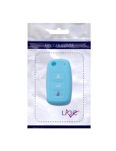 Guscio Silicone Cover Chiave per Telecomando Volkswagen Seat Skoda Portachiave Azzurro VW Golf Passat Polo Touran Tiguan Eos Sharan Touareg Phateon Caddy T5 Amarok Lupo Seat Altea Alhambra Leon Ibiza Exeo Cordoba Arosa Skoda Octavia Fabia Superb Roomster