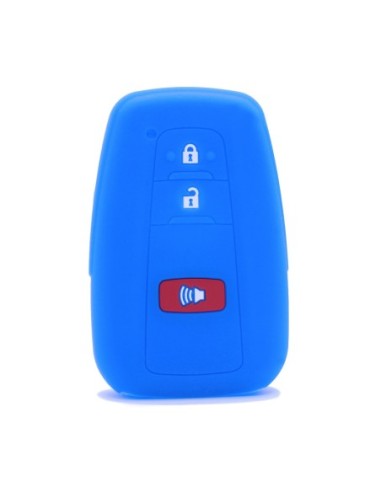 Guscio Silicone Cover Chiave per Telecomando Toyota Portachiavi Blu 3 Tasti per Land Cruiser Prado Camry V70 C-HR Prius Corolla RAV4 Avalon