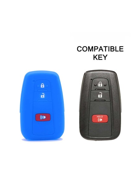 Guscio Silicone Cover Chiave per Telecomando Toyota Portachiavi Blu 3 Tasti per Land Cruiser Prado Camry V70 C-HR Prius Corolla RAV4 Avalon