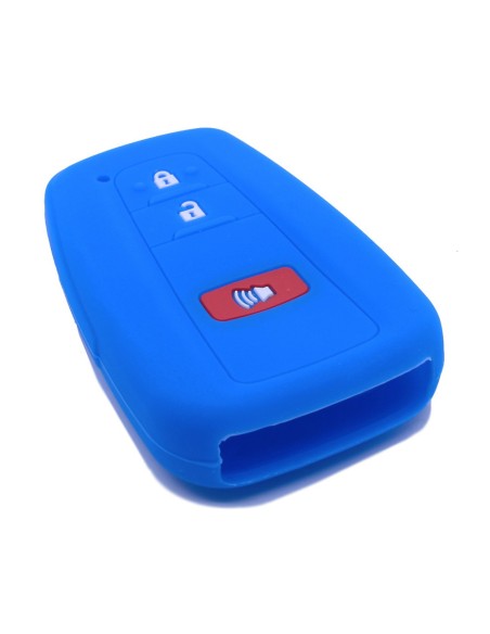 Guscio Silicone Cover Chiave per Telecomando Toyota Portachiavi Blu 3 Tasti per Land Cruiser Prado Camry V70 C-HR Prius Corolla RAV4 Avalon