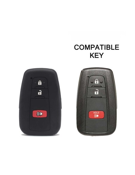 Guscio Silicone Cover Chiave per Telecomando Toyota Portachiavi Nero 3 Tasti per Land Cruiser Prado Camry V70 C-HR Prius Corolla RAV4 Avalon