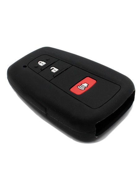 Guscio Silicone Cover Chiave per Telecomando Toyota Portachiavi Nero 3 Tasti per Land Cruiser Prado Camry V70 C-HR Prius Corolla RAV4 Avalon