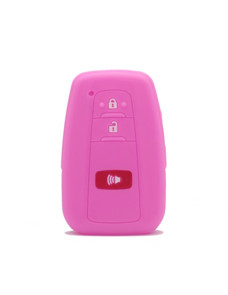 Guscio Silicone Cover Chiave per Telecomando Toyota Portachiavi Rosa 3 Tasti per Land Cruiser Prado Camry V70 C-HR Prius Corolla RAV4 Avalon