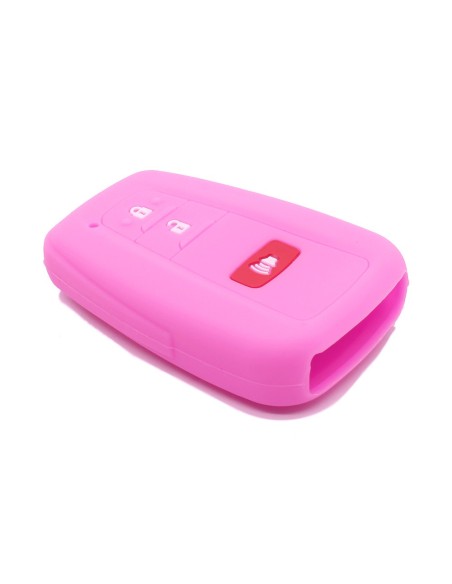 Guscio Silicone Cover Chiave per Telecomando Toyota Portachiavi Rosa 3 Tasti per Land Cruiser Prado Camry V70 C-HR Prius Corolla RAV4 Avalon