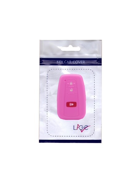 Guscio Silicone Cover Chiave per Telecomando Toyota Portachiavi Rosa 3 Tasti per Land Cruiser Prado Camry V70 C-HR Prius Corolla RAV4 Avalon