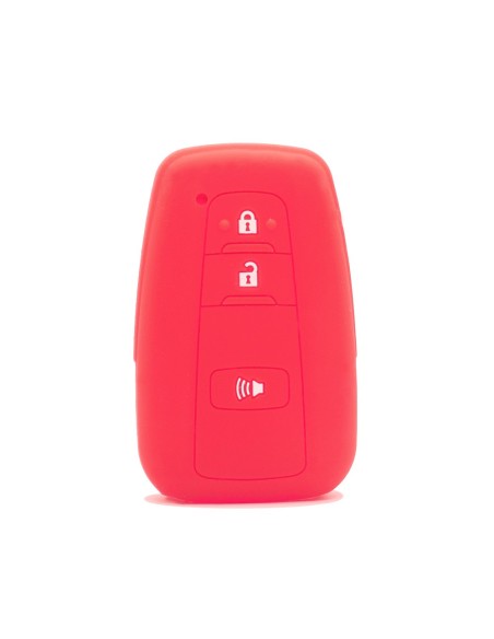 Guscio Silicone Cover Chiave per Telecomando Toyota Portachiavi Rosso 3 Tasti per Land Cruiser Prado Camry V70 C-HR Prius Corolla RAV4 Avalon