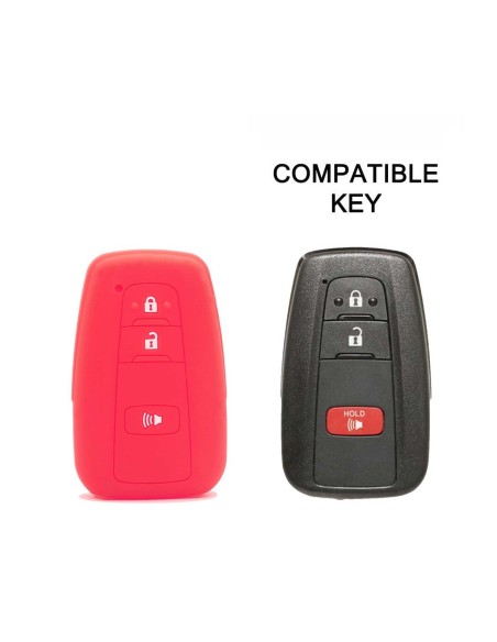 Guscio Silicone Cover Chiave per Telecomando Toyota Portachiavi Rosso 3 Tasti per Land Cruiser Prado Camry V70 C-HR Prius Corolla RAV4 Avalon