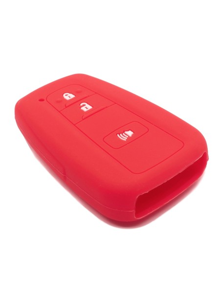 Guscio Silicone Cover Chiave per Telecomando Toyota Portachiavi Rosso 3 Tasti per Land Cruiser Prado Camry V70 C-HR Prius Corolla RAV4 Avalon