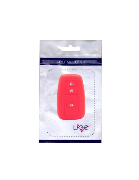 Guscio Silicone Cover Chiave per Telecomando Toyota Portachiavi Rosso 3 Tasti per Land Cruiser Prado Camry V70 C-HR Prius Corolla RAV4 Avalon