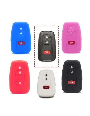 Guscio Silicone Cover Chiave per Telecomando Toyota Portachiavi Rosso 3 Tasti per Land Cruiser Prado Camry V70 C-HR Prius Corolla RAV4 Avalon