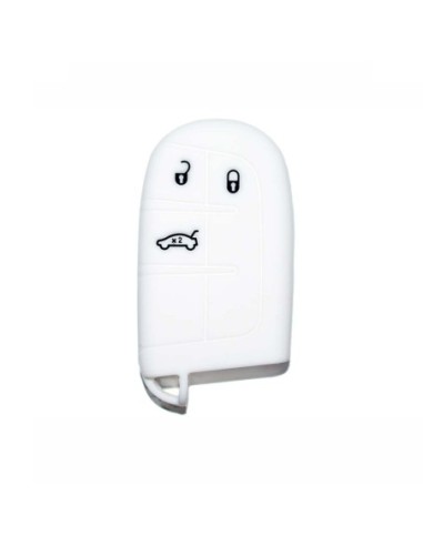 Guscio in Silicone Cover Chiave Telecomando Jeep Fiat Chrysler 3 Tasti Portachiavi Idea Regalo Bianco
