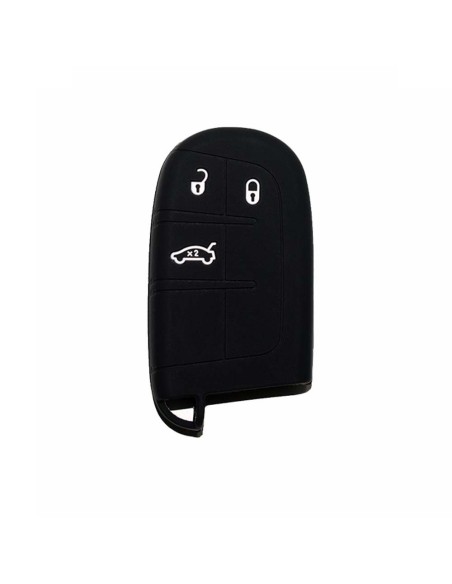 Guscio in Silicone Cover Chiave Telecomando Jeep Fiat Chrysler 3 Tasti Portachiavi Idea Regalo Nero