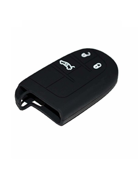 Guscio in Silicone Cover Chiave Telecomando Jeep Fiat Chrysler 3 Tasti Portachiavi Idea Regalo Nero