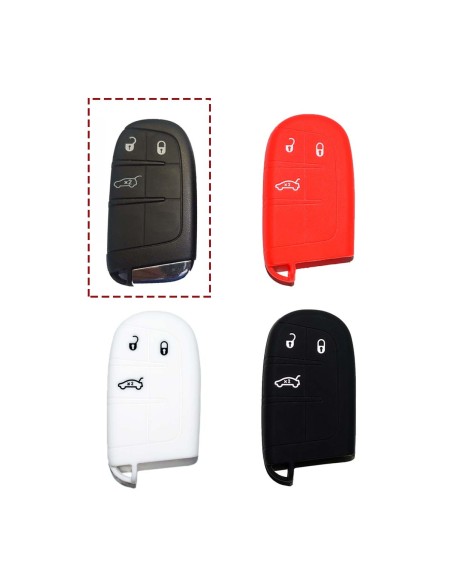 Guscio in Silicone Cover Chiave Telecomando Jeep Fiat Chrysler 3 Tasti Portachiavi Idea Regalo Nero