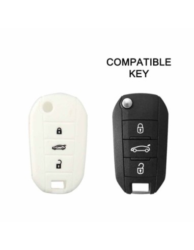 Guscio Silicone Cover Chiave Telecomando Peugeot e Citroen Portachiavi Bianco Peugeot 208 301 308 408 508 2008 3008 5008 Citroen Cactus C3 C5 C6 C8 C4L DS3 DS4 DS5