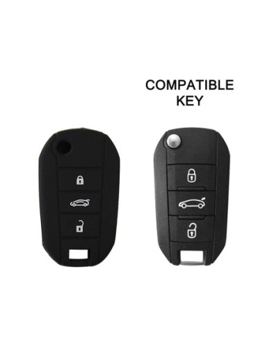 Guscio Silicone Cover Chiave Telecomando Peugeot e Citroen Portachiavi Nero Peugeot 208 301 308 408 508 2008 3008 5008 Citroen Cactus C3 C5 C6 C8 C4L DS3 DS4 DS5