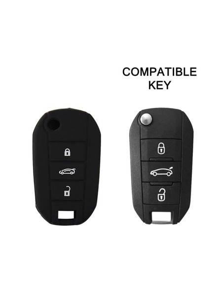 Guscio Silicone Cover Chiave Telecomando Peugeot e Citroen Portachiavi Nero Peugeot 208 301 308 408 508 2008 3008 5008 Citroen Cactus C3 C5 C6 C8 C4L DS3 DS4 DS5